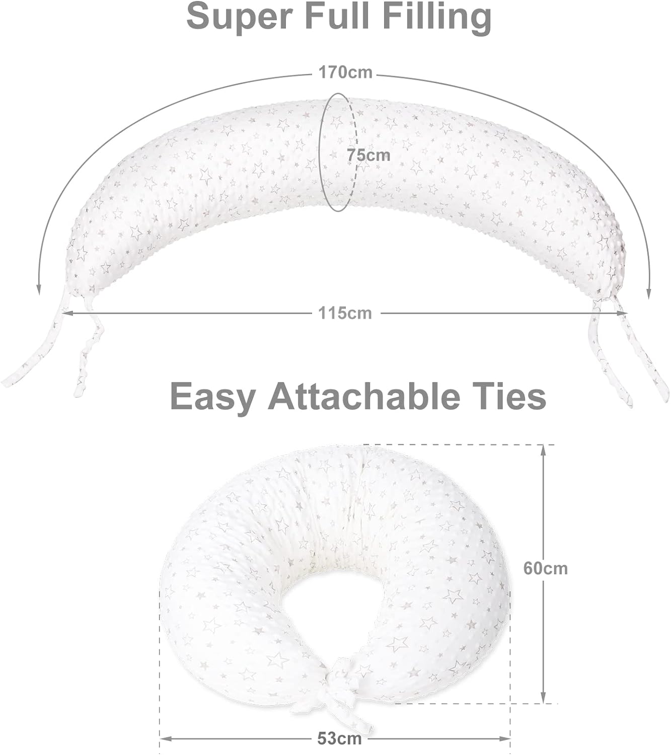 PinkFroggie 46" Long Pregnancy Pillow for Side Sleeping,Full Body Maternity Pillow with Removable Cover,Baby Comfort with Back Support,Versatile Surgery Recovery Support Cushion - Image 2